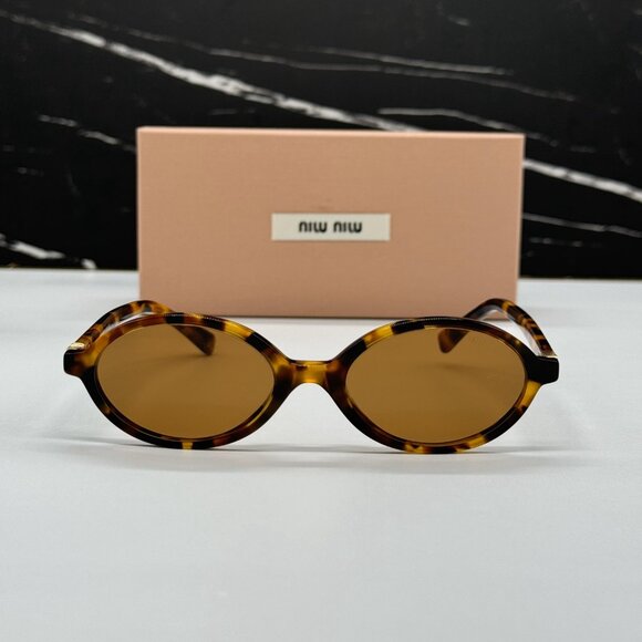 NEW MIU MIU MU 04ZS OVAL HAVANA BROWN SUNGLASSES MU04ZS 19P2Z1 WOMEN MIU MIU main image 9